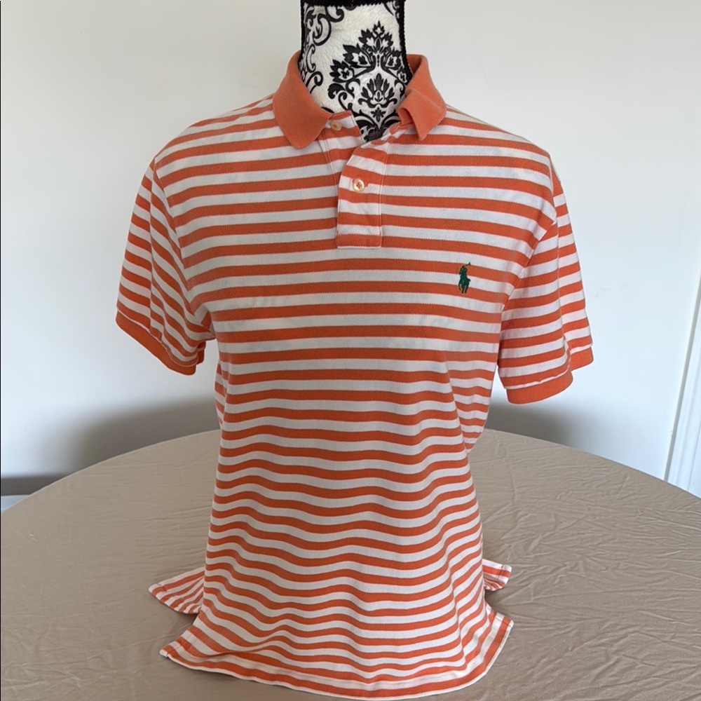 Ralph Lauren Striped Orange and White Polo